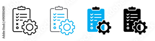 Strategic Planning Business Process Management and Task Checklist Icon. Vector Illustration