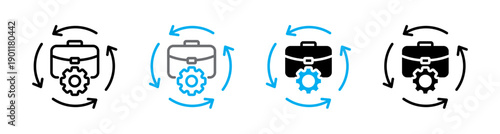 Business Continuity Icon with Briefcase and Corporate Resilience Icon set. Vector Illustration