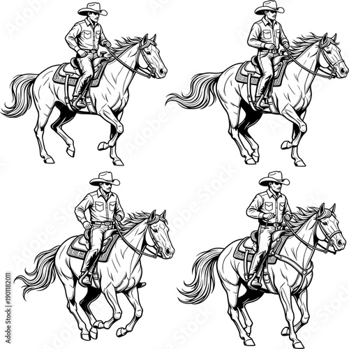 A black silhouette vector illustration of a professional jockey riding a racing horse at a gallop, capturing the equestrian sport of horse racing with an isolated equine animal sketch