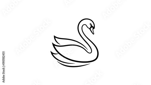 Elegant Swan Silhouette on White Background