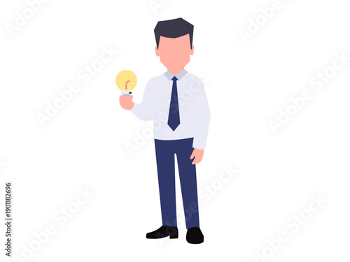 Businessman Holding Idea Light Bulb – Creative Business Concept Illustration