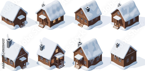 winter cottage row collection