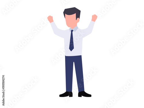 Happy Businessman Celebrating Success – Flat Vector Illustration