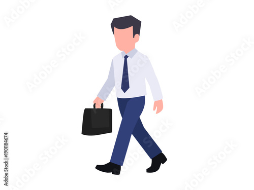 Businessman Walking with Briefcase – Flat Vector Business Character