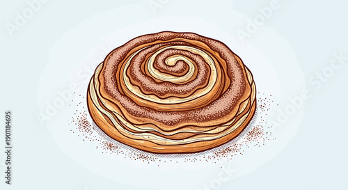 Cinnamon Roll Creation in Kitchen, Illustration, Cozy Environment, Whisking Delights