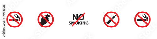 Set no smoking sign symbol. Vector Illustration.