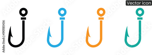 Vibrant fishing hooks in four colors for commercial or recreational use