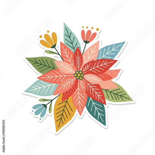 Festive Holiday Poinsettia Design in Vivid Colors