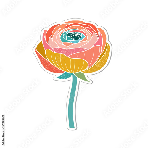 Vibrant Abstract Rose Illustration with Modern Colors