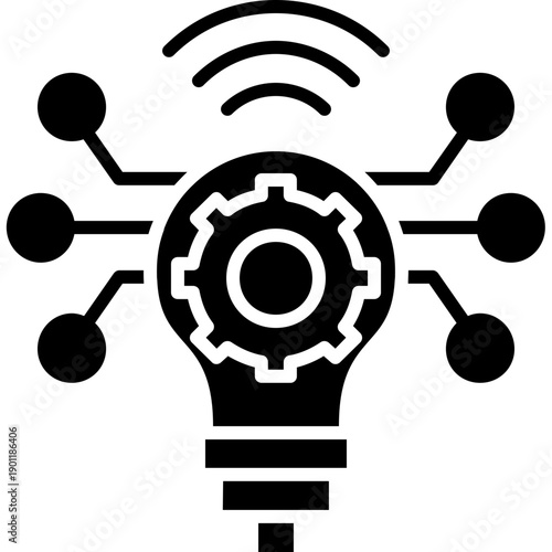 Light bulb with gear and connections Icon