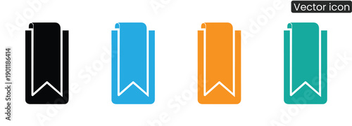 Vibrant bookmark icons in four colors for web design and digital use