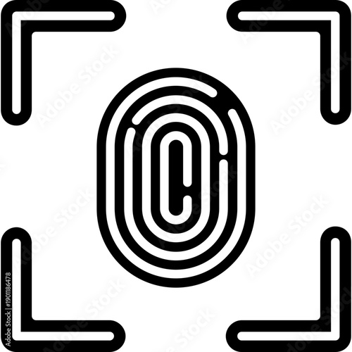 Fingerprint inside scanning frame Icon