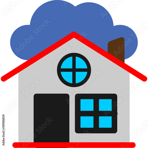 House with cloud symbol Icon