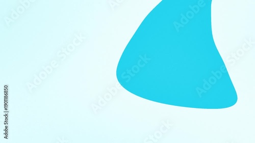 A minimalist abstract design featuring a white organic shape against a blue background