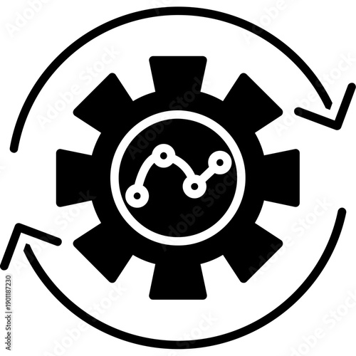 Gear with analytics arrows Icon