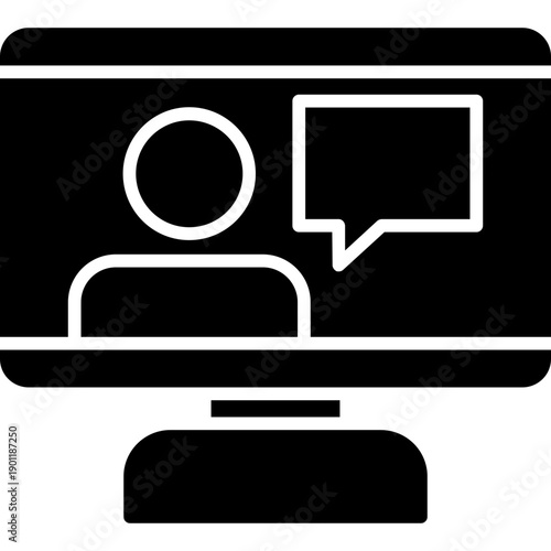 Monitor with people and chat Icon
