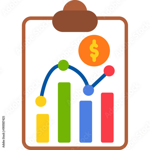 Clipboard with financial chart Icon