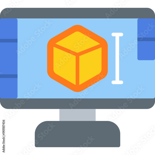 Monitor with product cube Icon