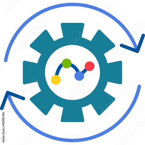 Gear with analytics arrows Icon
