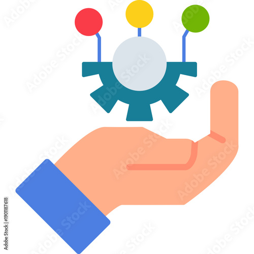Hand holding connected gear Icon
