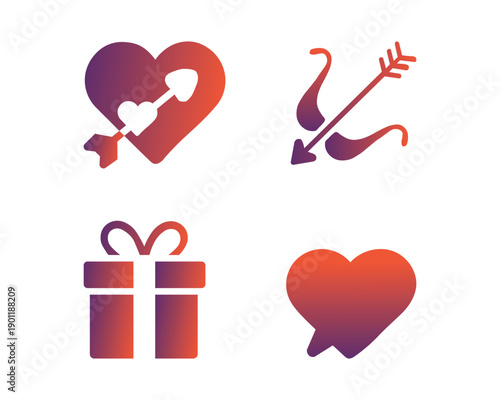 
Valentine Love Icon Gradient Set