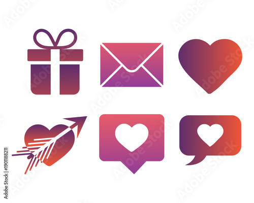 Valentine Romantic Gradient Icon Set
