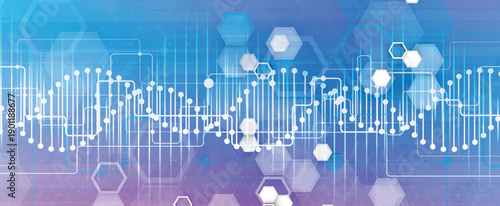 Scientific or medica background, DNA strands, connected neural web