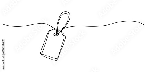 Price tag icon  continuous one line drawing  outline vector illustration, continuous drawing of price tag in one line, Sale label, one line art, one line Art icon drawing, Minimalist Price Tag. Big.