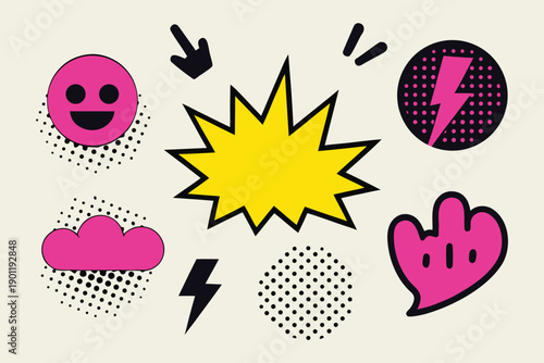 set of funny cartoon monsters