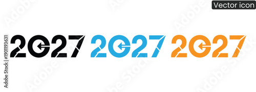 Set of modern vector icons in black, blue, and orange colors for creative projects