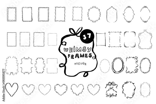 Large collection of hand drawn frames and decorative borders