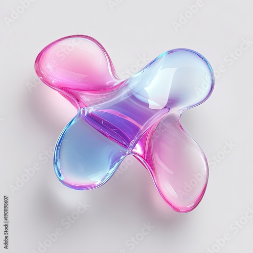 Wallpaper Mural Abstract, iridescent, biomorphic shape with gradients of pink, purple, and blue Torontodigital.ca