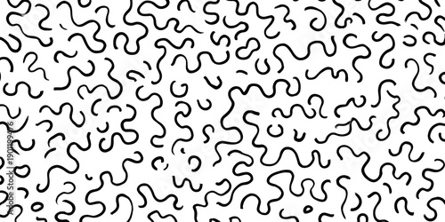 Black squiggly lines on a white background, creating an abstract and repeating pattern