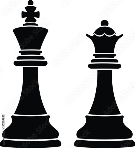 Black silhouette icons of the King and Queen chess pieces.