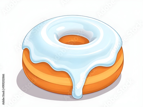 donut, doughnut, cartoon, dessert, sweet, snack, bakery, food, pastry, ring, round, glaze, icing, sugar, sprinkles, vanilla, chocolate, rainbow, colorful, cute, playful, fun, tasty, treat, illustratio