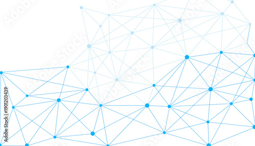 Dynamic abstract network mesh background with colorful connected nodes and geometric lines representing digital communication, big data connections, and futuristic technology structure design.