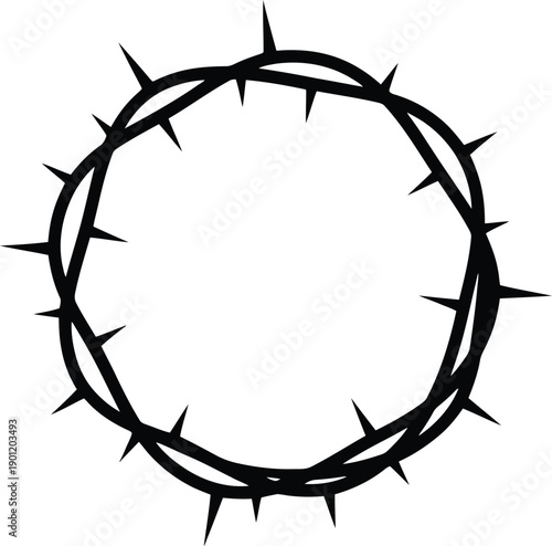 Crown of thorns Christian religious symbol icon silhouette.