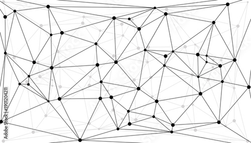 Dynamic abstract network mesh background with colorful connected nodes and geometric lines representing digital communication, big data connections, and futuristic technology structure design.