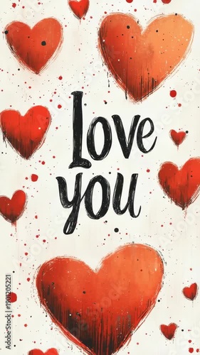 Wallpaper Mural Creative art display with hearts and message in bright colors on a white background for expressing feelings and emotions Torontodigital.ca