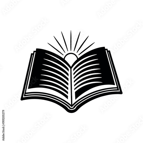 An open book icon with a sunburst emanating from the pages symbolizing knowledge and enlightenment