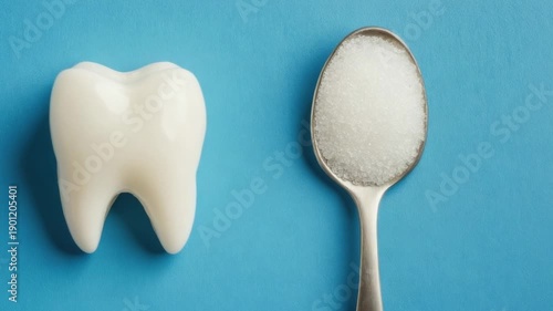 Wallpaper Mural Understanding the link between sugar and dental health with tooth and sugar on a blue background Torontodigital.ca