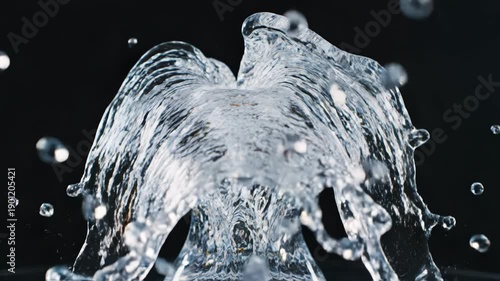 Wallpaper Mural A clear water splash on a black background with droplets flying everywhere 4k video Torontodigital.ca