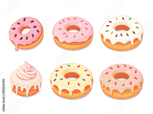 donut, doughnut, cartoon, sweet, dessert, snack, bakery, food, pastry, ring, round, glaze, icing, sugar, sprinkle, chocolate, vanilla, colorful, cute, playful, fun, tasty, delicious, treat, junkfood, 