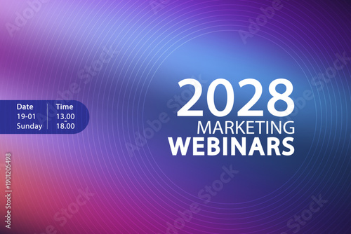 Online event and virtual conference background with vibrant purple gradients. Uses sleek circular lines for a high-impact, modern digital session and live stream banner.