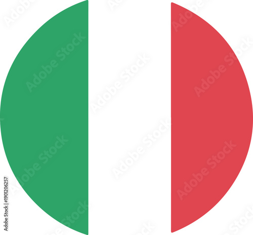 Round icon of the flag of italy, italian national symbol