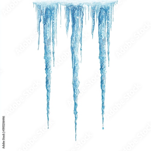 Wallpaper Mural Watercolor illustration of hanging, transparent blue icicles against a white background Torontodigital.ca