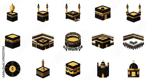 Collection of Islamic Architectural Icons and Symbols.