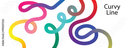 Colorful curved gradient line colorful gradient curved line.