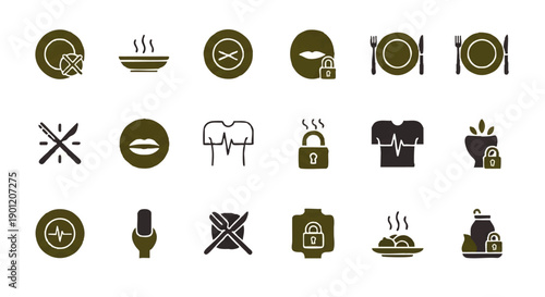 Collection of Various Restaurant Icons and Symbols.