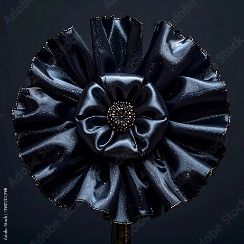 Black Satin Fabric Flower.